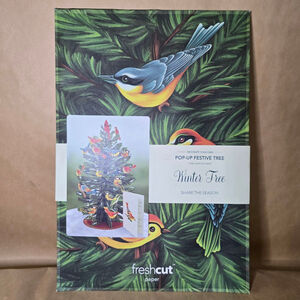 FreshCut Paper Winter Tree Pop-Up Festive Tree Kit • 36 Birds • New Open Box